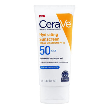 CeraVe Hydrating Mineral Sunscreen SPF 50 | 100 ML - CeraVe Hydrating SunBlock | Broad Spectrum SPF 50