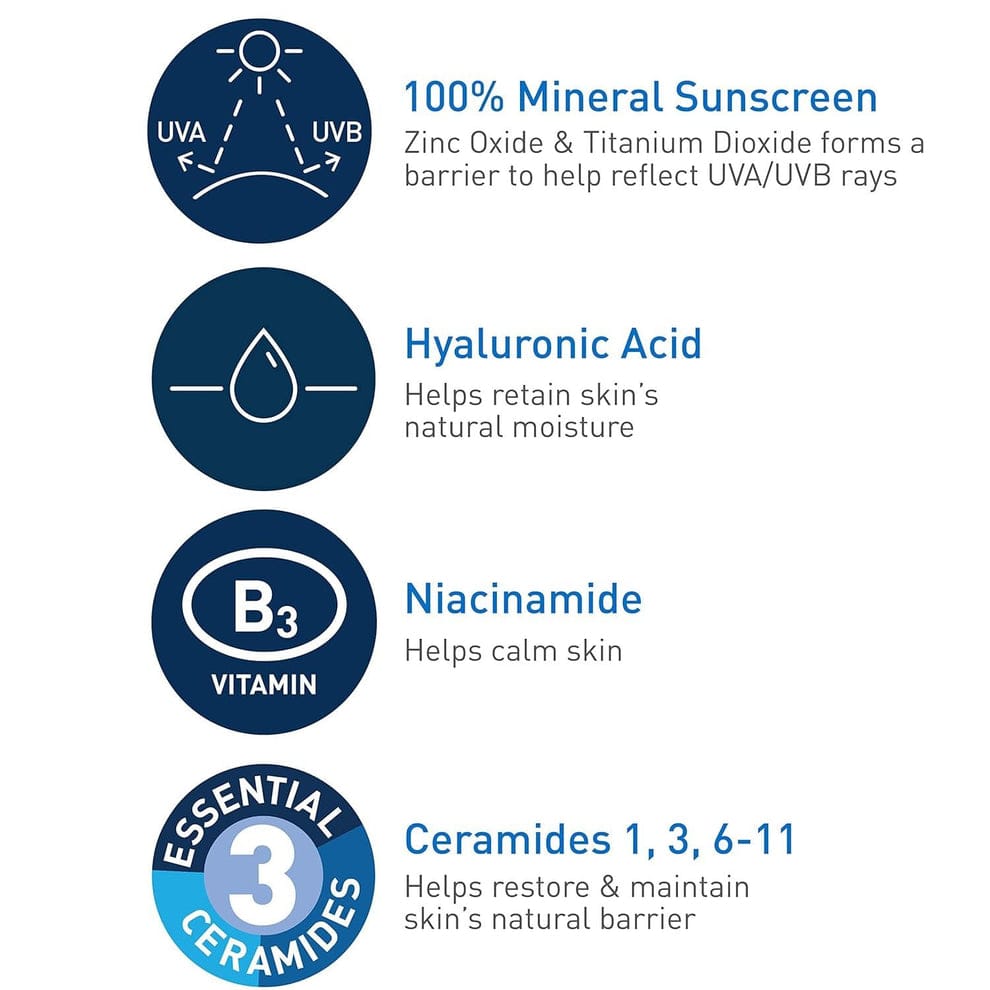 CeraVe Hydrating Mineral Sunscreen SPF 50 | 100 ML - CeraVe Hydrating SunBlock | Broad Spectrum SPF 50